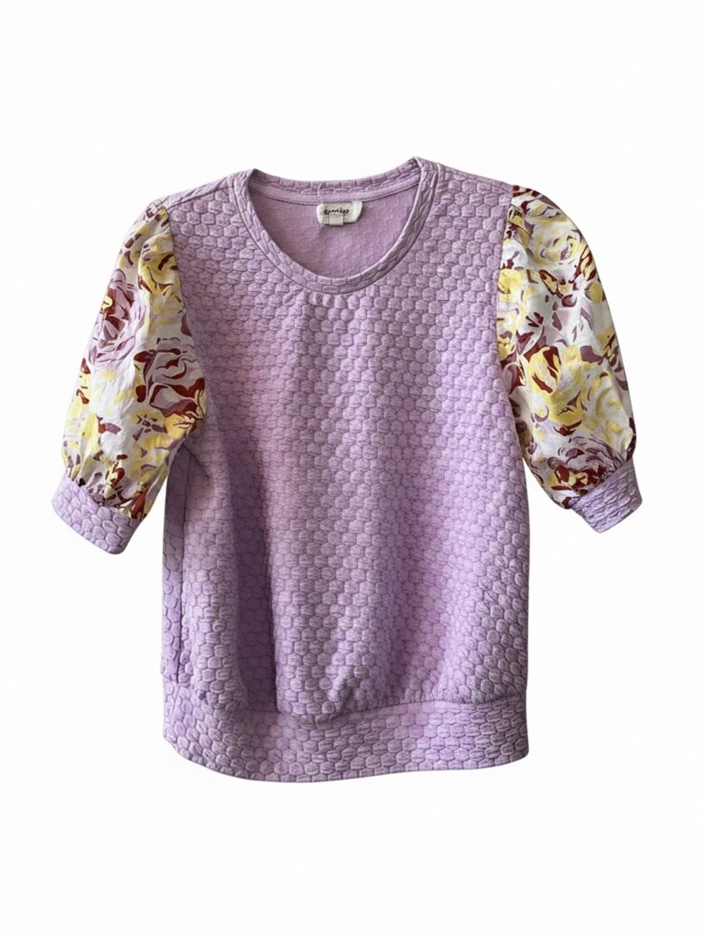 Porridge Puff-Sleeve Pullover Top Sz Small‎ Textured Lavender NWOT